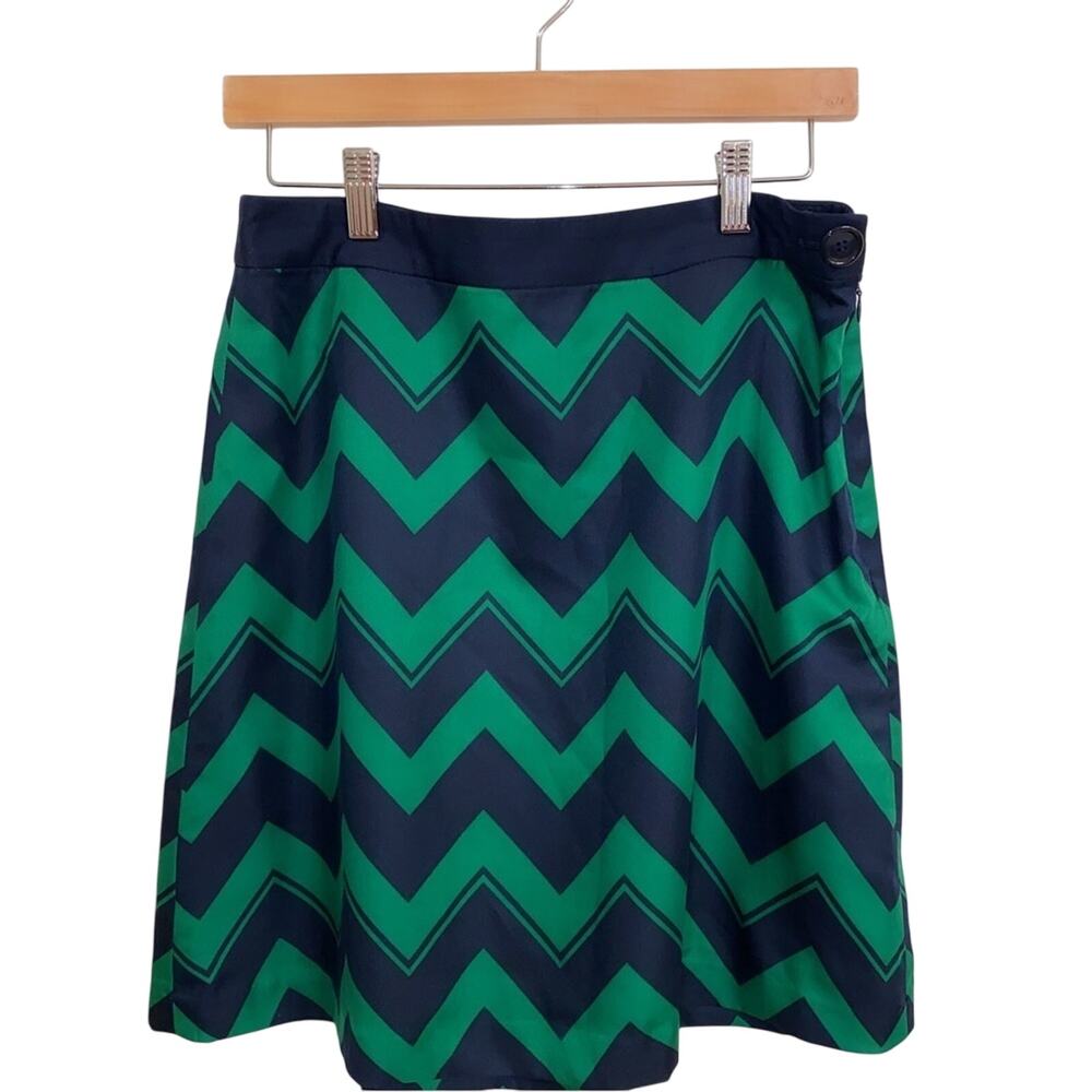 The Limited Green and Navy Chevron Skirt Size Small